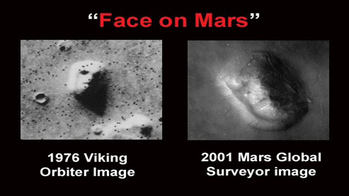 مرد مریخی، پاریدولیا در عکس‌های مریخ