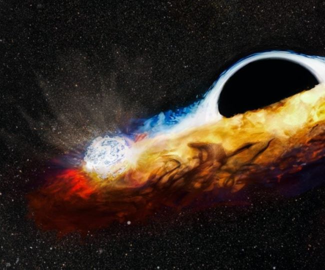دانشمندان شاهد بلعیدن یک ستاره و بمباران جسم دیگر توسط سیاه چاله بودند