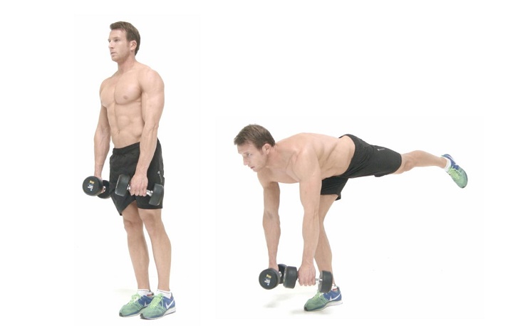 ورزش با دمبل؛ ۲۷ تمرین با دمبل برای تحکیم عضلات_رنگو 83 ورزش با دمبل - ددلیفت دمبل تک پا