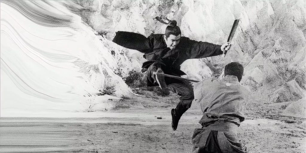 ۱۰ فیلم سامورایی که هر فردی باید ببیند_رنگو 26 زاتویچی در مقابل شمشیرزن یک دست