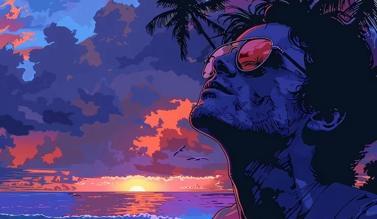 چطور به رویاهایمان دست اشکار کنیم؟ + دستورالعمل رسیدن به رویاها_رنگو 27 مرد عینک دودی در ساحل استایل کامیک