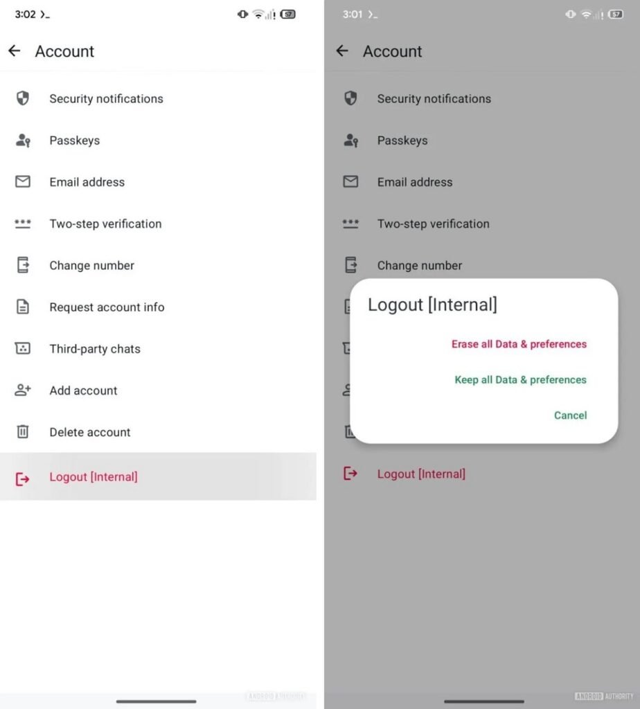 خروج از حساب واتس‌اپ