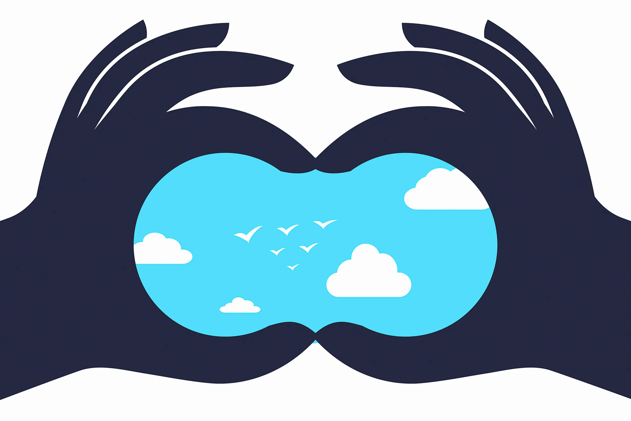 ساختن شکل دوربین با دست ها جلوی ابر و آسمان