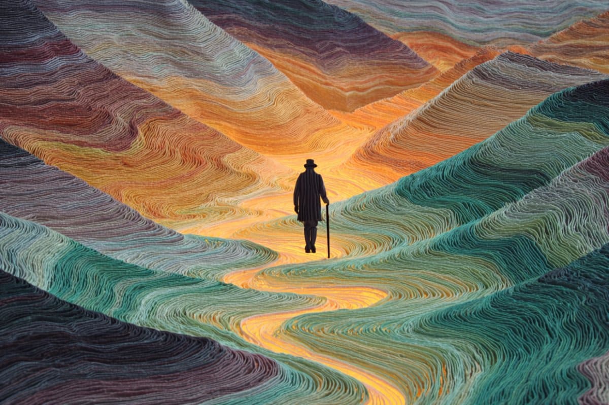 مقصد از خلقت انسان چیست؟_رنگو 25 مرد با عصا در میان تپه های رنگی