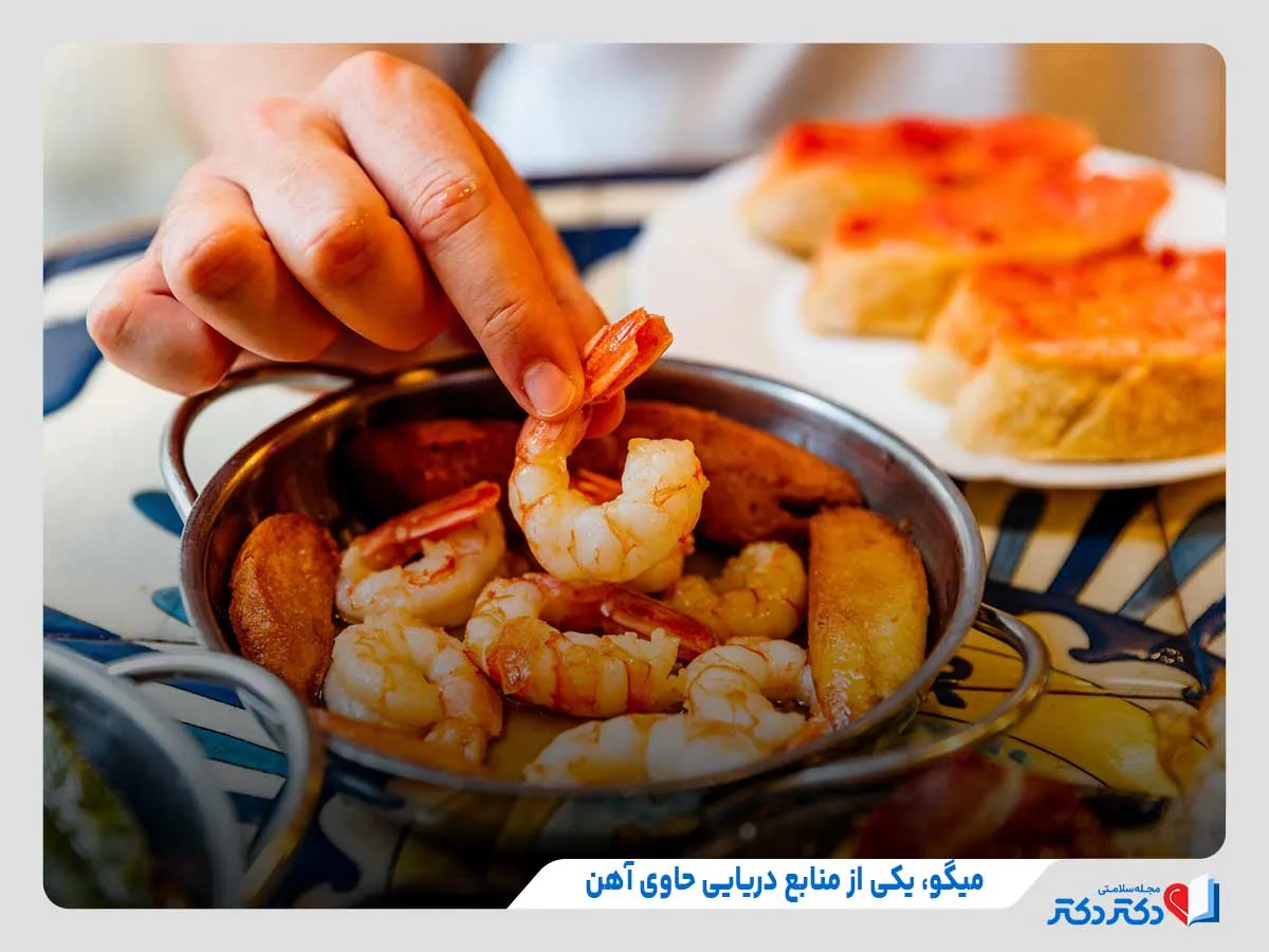 مواد غذایی آهن دار | 37 نوع از غذاهای حاوی آهن_رنگو 30 مصرف میگو برای تامین آهن از غذاهای دریایی