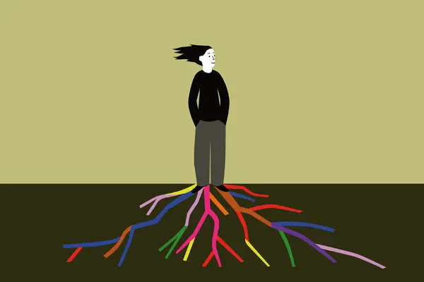 ریشه های مرد کارتونی در رنگی